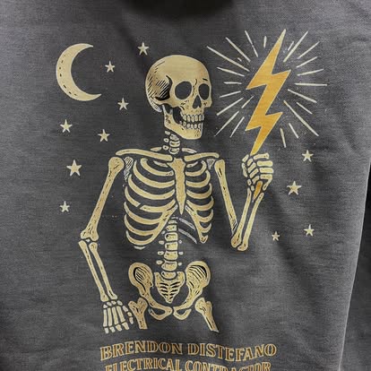Custom illustrated sweatshirt produced in Middletown