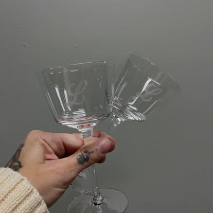 Pair of monogrammed wine glasses